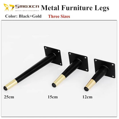 4pcs 4 3/4 inch (12cm) Black & Gold Metal Furniture with Level Feet - color: Black Gold, size: 4 6/8 inch