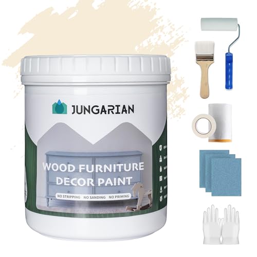 Furniture Paint Kit 16oz with Tools - Water-based & Low Odor No Sanding No Priming - Matte Finish Indoor Outdoor Wood Paint for Cabinets, Doors, Tables and Dressers - Cream - color: Cream, style: 16 Fl Oz