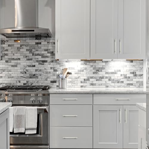 HOME EDIT 6-1/4 inch Brushed Nickel Cabinet Handles, 10 Pack Kitchen Cabinet Handles Drawer Pulls Zinc Alloy Square Bar Kitchen Pulls - color: Brushed Nickel, size: 6-1/4 Inch Hole Center