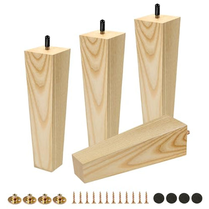 FoDau770 Square Furniture Legs 8 Inch, Ash Wood Legs with 5/16"-18 Bolts - size: 8 Inch