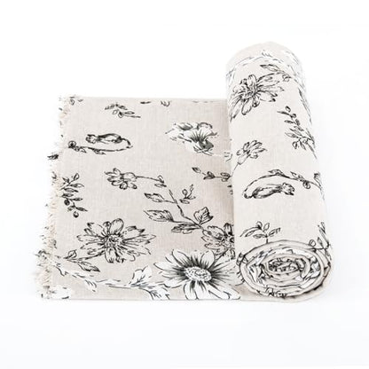 Linen Floral Fabric by The Yard 3 Yard by 62 Inch Width - color: Farmhouse Peony, size: 3 Yard