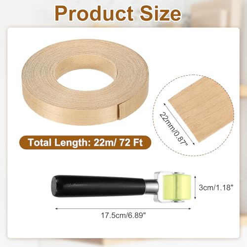uxcell 7/8" x 72 ft Wood Edge Banding Pre-Glued Iron On Edging Strip Maple - color: Maple, size: 7/8" x 72 ft