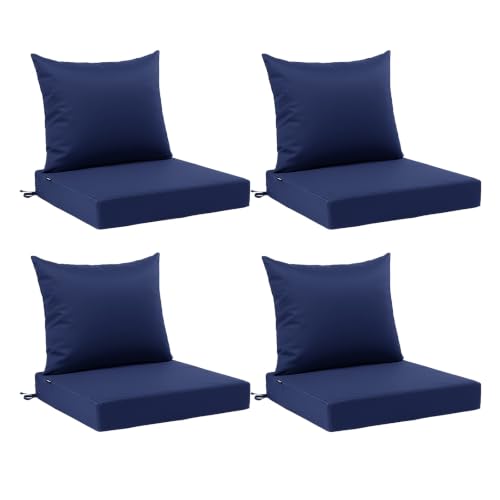 Favoyard Outdoor Seat Cushions Set, 24 x 24 in Blue for Patio Furniture - color: Blue, size: 24 x 24 Inch (Pack of 4)