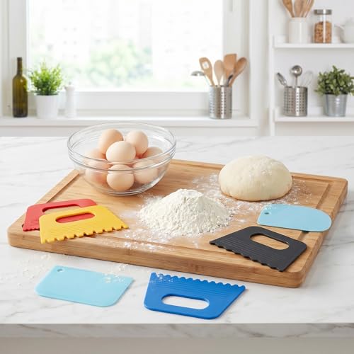 7Pcs Plastic Thickened Scraper, 4 Colors Oil Painting Palette Knife