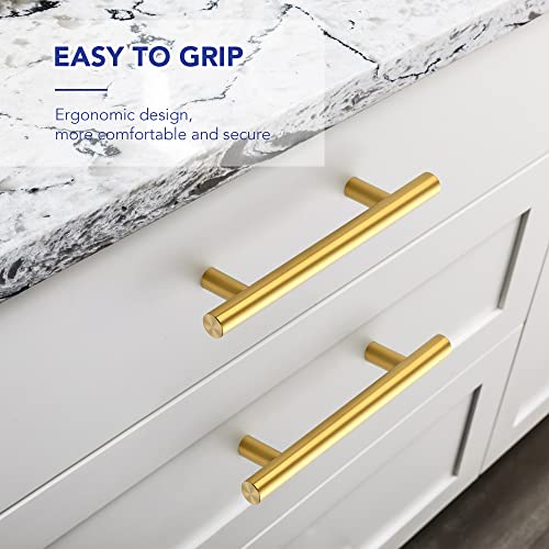 Ravinte Hardware Gold Cabinet Handles Drawer Pulls 3.75 Inch CC 25 Pack - color: Gold T-Shaped, size: 3-3/4" Hole Center