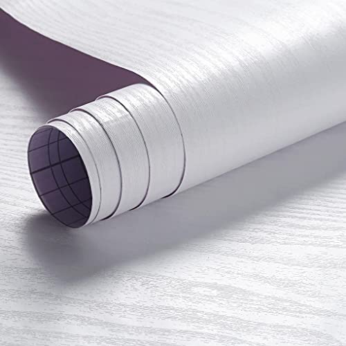 Arthome Peel and Stick Wallpaper - White Wood Contact Paper - White Wallpaper - Self-Adhesive, Removable and Waterproof for Cabinet, Countertop (17"x120") - color: White Wood, size: 16.5" x 120"