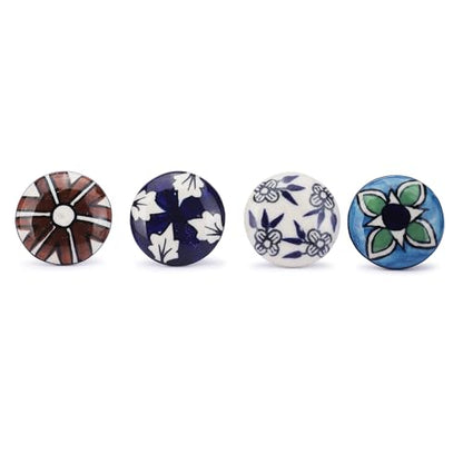 Ajuny Ceramic Knobs Set of 15 Multicolor Hand Painted Floral Drawer Pulls