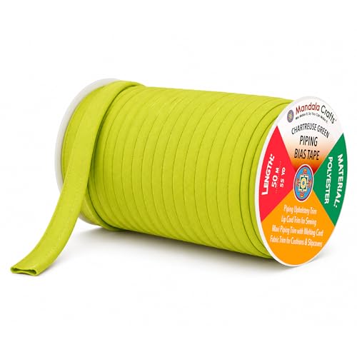 Mandala Crafts Chartreuse Green Sewing Maxi Piping Bias Tape with Welting - color: Chartreuse Green, size: 1/2 Inch 55 Yards