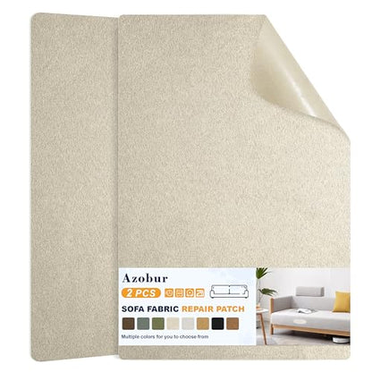 Azobur Couch Patch Repair Fabric,Microfiber Fabric, Self-Adhesive, for Sofa Repair and Upholstery, 2 Pieces, 9.5 x 11 inches (Light Khaki) - color: Light Khaki, size: 9.5" x 11"-2 PCS
