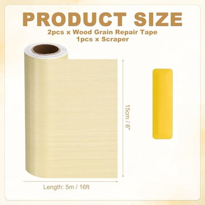 HARFINGTON Wood Grain Repair Tape 6" x16ft Self-Adhesive Repair Patch - color: Yellow Fir, size: 6" x 16ft