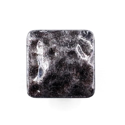 Jetland Square Hammered Cabinet Knobs - 6-Pack, Aged Silver, 1-1/4" Knobs, Rustic Solid Cast Square Knobs for Dresser Nightstand Furniture, HT0612OS30 - color: Aged Silver, size: 1-1/4" Knobs