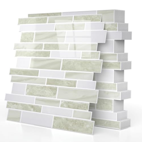 Vieshful Marble Peel and Stick Backsplash, 12 x 12 in, 20 Sheets - color: Warm Light Grey Marble, size: 20 Sheets