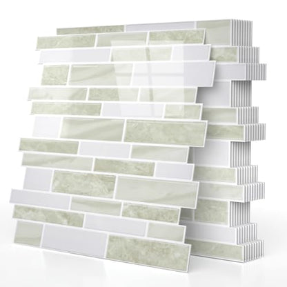 Vieshful Marble Peel and Stick Backsplash, 12 x 12 in, 20 Sheets - color: Warm Light Grey Marble, size: 20 Sheets