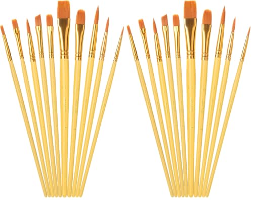 Mr. Pen- Acrylic Paint Brushes Set, 20 Pack, Round & Pointed Tip - color: Yellow, size: 10 Pcs (Pack of 2)