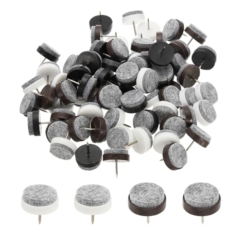 PATIKIL 24 mm Nail-on Felt Pads, 72 Pcs Round Felt Furniture Sliders Pads Heavy Duty Floor Protectors for Wooden Chair Sofa Cabinet Table Leg Feet Hardwood Floors, Black/Brown/White - color: Black/Brown/White, size: 24 mm