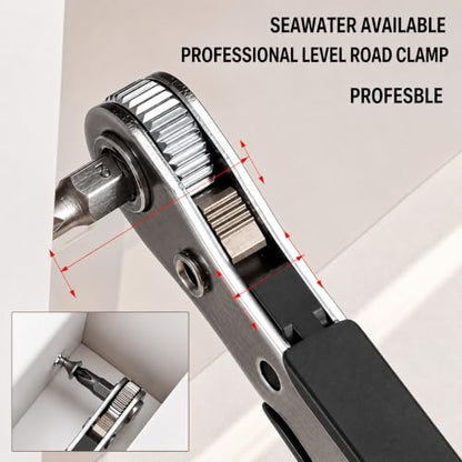 Black Right Angle Ratchet Screwdriver, Steel Tool for Tight Spaces