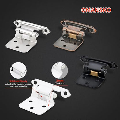 50 Pack 25 Pairs 1/2" Overlay Cabinet Door Hinges - Oil Rubbed Bronze Self Closing Hinges - color: 1/2" Overlay Oil Rubbed Bronze, size: 50 Pack