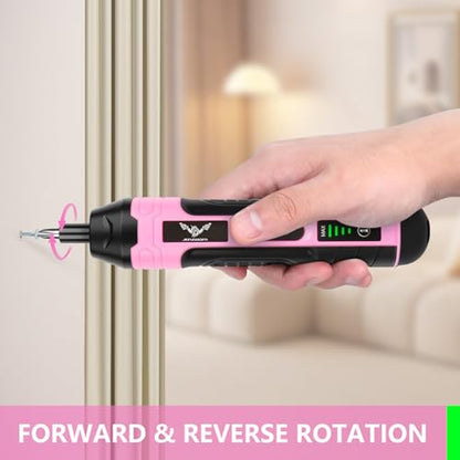 3.6V Electric Screwdriver Rechargeable, Cordless Screwdriver - color: Pink-21pcs