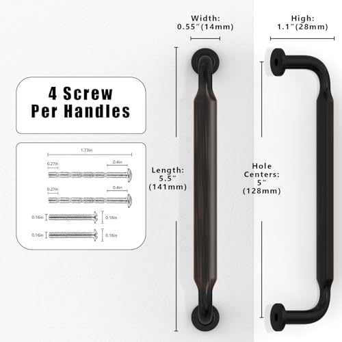 10 Pack Oil Rubbed Bronze Cabinet Pulls 5 Inch(128mm) Kitchen Cabinet Handles Cabinet Hardware for Drawer Pulls - color: Oil Rubbed Bronze, size: 5" Hole Center