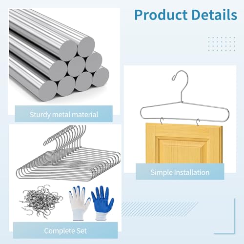 24 Pcs Cabinet Door Painting Hanger Kit, 14.57 Inch Paint Drying Rack Stand with 60 Pcs Zinc Plated Metal Screw-in Cup Hooks & Protective Gloves, Ideal for Woodworking DIY & Furniture Refinishing
