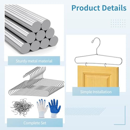 24 Pcs Cabinet Door Painting Hanger Kit, 14.57 Inch Paint Drying Rack Stand with 60 Pcs Zinc Plated Metal Screw-in Cup Hooks & Protective Gloves, Ideal for Woodworking DIY & Furniture Refinishing