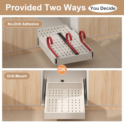 Fokyfok Pull out Cabinet Organizer,11"-17"W,25"-32"D,Expandable,Adhesive - color: White, size: (11"W-17"W)X(25"D-32"D)