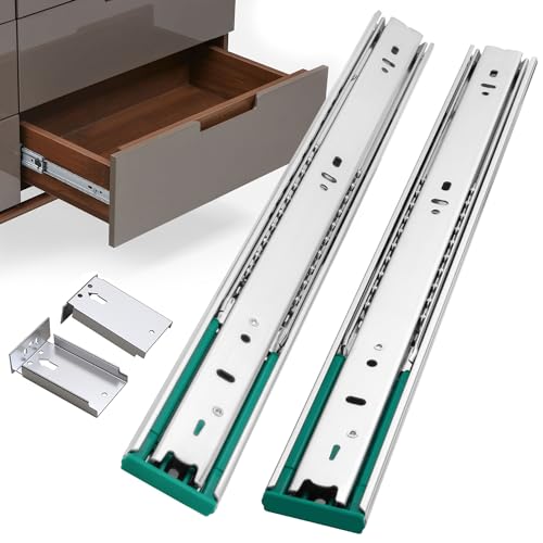 homdiy 10 Pair Soft Close Drawer Slides 22 Inch Cabinet Drawer Slides & 10 Pair Metal Rear Mounting Brackets for Face Frame Cabinets