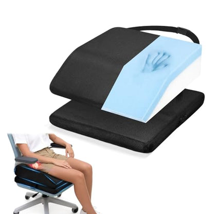 Memory Foam Post Hip Surgery Cushion Adjustable Height Hip Replacement Recovery Cushion with Non Slip Bottom and Strap for for Long Sitting, Cushions for Wheelchair Office Car