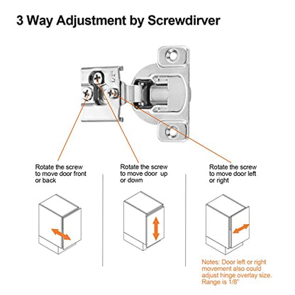 Soft Close Cabinet Hinges for Kitchen, 1/2” Overlay, 4 Pack - size: 1/2 Inch Overlay