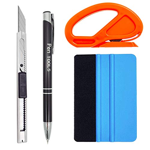 CARTINTS Vinyl Wrap Installation Tool Window Film Tint Tool Kit Vinyl Weeding Kit with Air Release Tool Pen, Retractable Utility Knife,Snitty Vinyl Knife, Felt Squeegee for Car Wrap, Window Tint - color: A226h01