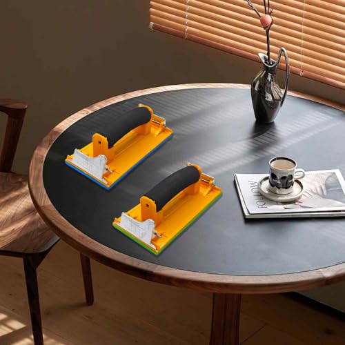 2Pcs Hand Sander with Comfortable Sponge Handle, Manual Sandpaper Holder Block for Drywall, Wood, Metal, Furniture Polishing, Heavy-Duty Sanding Tool with Secure Sandpaper Clamp Yellow - color: Yellow