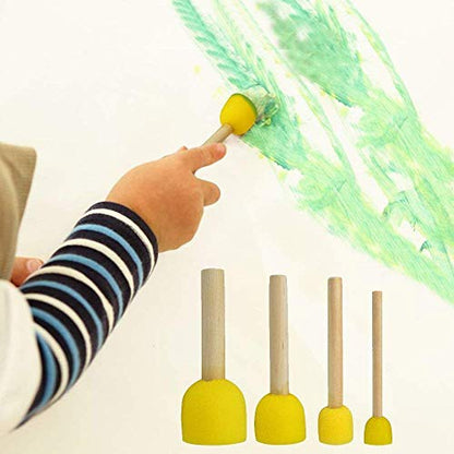 WAFJAMF 40 Pcs Round Sponges Brush Set 4 Sizes DIY Painting Tools Yellow - color: Yellow