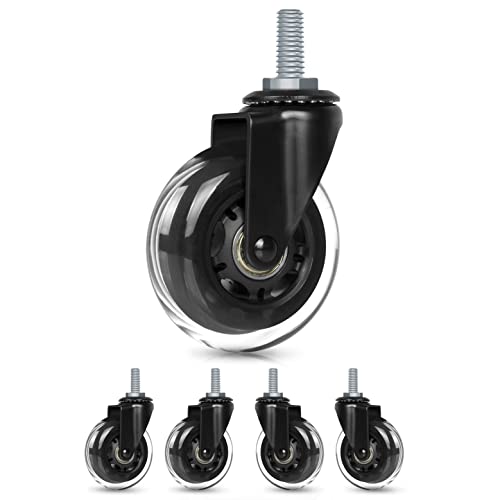 Hirate 3 inch Office Chair Casters Wheel with 5/16"-18UNC Threaded Stem - size: 3 inch