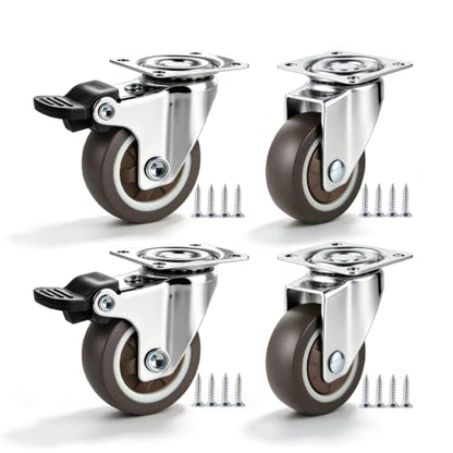 1.5 Inch Swivel Plate Caster Wheels Screw in Lockable Rubber Casters - size: 1.5 inches