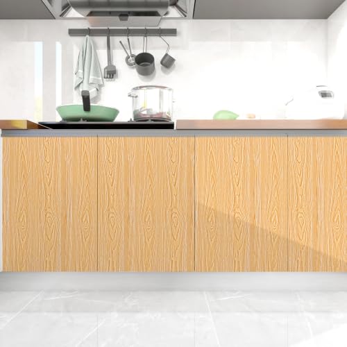 SOON AFTER Light Yellow Wood Peel and Stick Wallpaper, Size 15.7"x236"/Roll - color: Light Yellow F004A, size: 15.7" x 236"