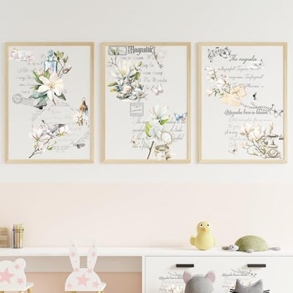 Wxiben 16 Pcs Magnolia Floral Rub on Transfers for Crafts and Furniture - style: White Magnolia