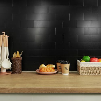 Vamos Tile 100-Pack Peel and Stick Backsplash Tile,3" x 6" Subway Tile - color: Brushed Black