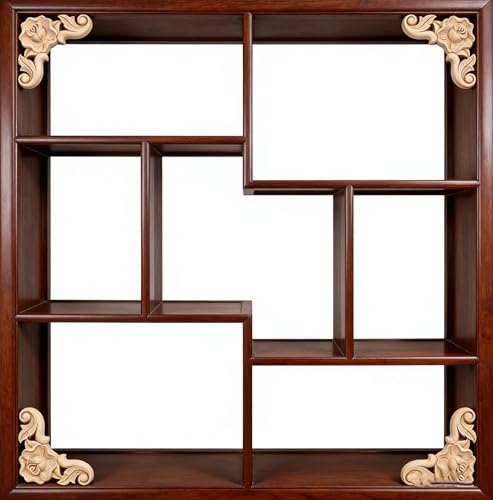 8PCS Unfinished Wood Rosettes Appliques Onlay Furniture Onlay Corner Decoration (Dia-6cm/2.36"), Unpainted Corner Carving Craft Decals for Home Chests Cabinet Cupboard Dresser Bed Wall Wardrobe