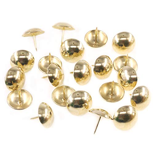 Keadic 100Pcs 1" (25mm) Antique Upholstery Tacks Furniture Nails Pins Assortment Kit for Upholstered Furniture Cork Board or DIY Projects - Gold