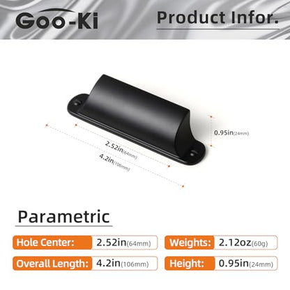 Goo-Ki 6 Pack Matte Black Cabinet Cup Pulls Bin Cup Drawer Pulls Zinc Alloy Kitchen Hardware, 2.52" c-c Modern Black Solid Cabinet Cup Handles - color: Matte Black, size: 2.52 Inches Center-Center