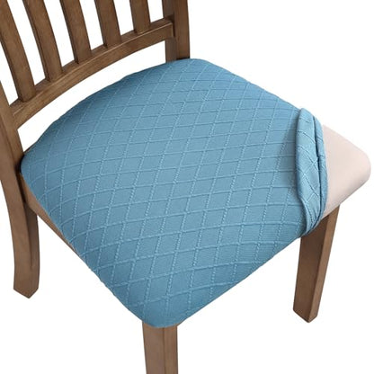 Fuloon Dining Chair Seat Covers Stretch Slipcovers, 6 Pack, Lake Blue - color: Lake Blue, size: Not Waterproof