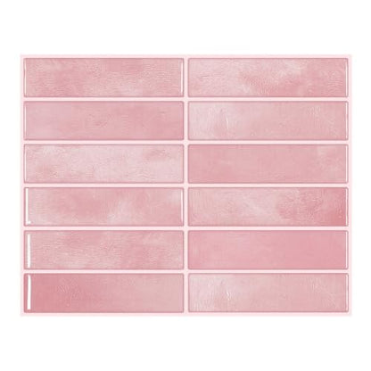 Backsplash Tile Peel and Stick, 11.42'' x 9'', Pink - color: Pink