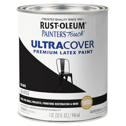 Rust-Oleum Painter's Touch Latex Brush-On Paint, Gloss Black - color: Gloss Black, size: 1 Quarts (Pack of 1)