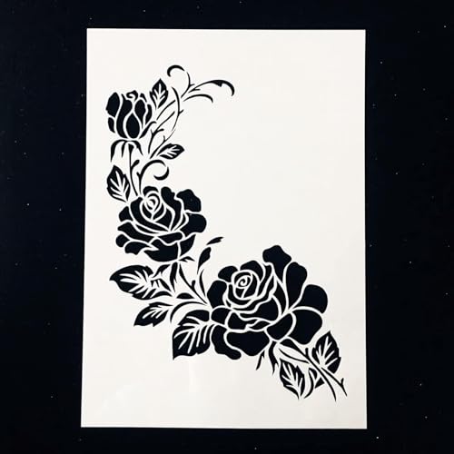TIAMECH A4 Reusable Flower Stencil for Painting - style: Rose