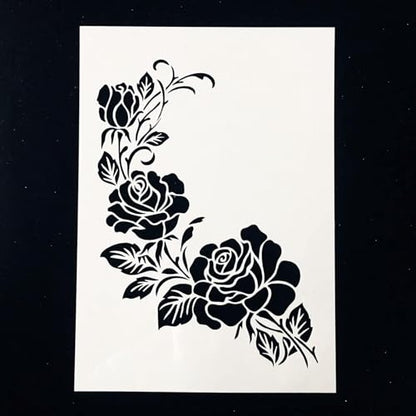 TIAMECH A4 Reusable Flower Stencil for Painting - style: Rose
