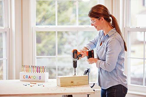 BLACK+DECKER 20V MAX Cordless Drill Kit with ‎Battery, Charger, Includes Double Sided Drill Bit (BCD702C1)