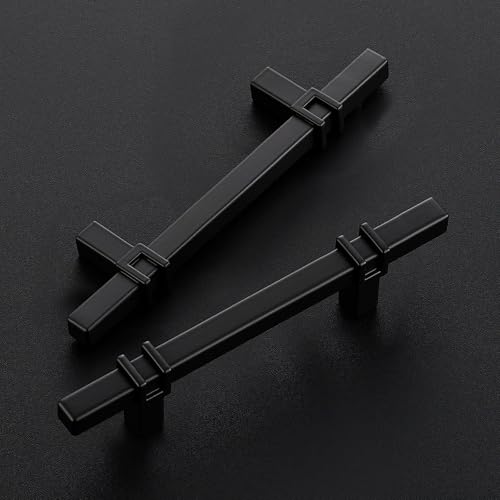 HOME EDIT 3-1/2 inch Black Cabinet Handles, 10 Pack Kitchen Cabinet Handles Matte Black Drawer Pulls Zinc Alloy Square Bar Kitchen Pulls - color: Black, size: 3-1/2 Inch Hole Center