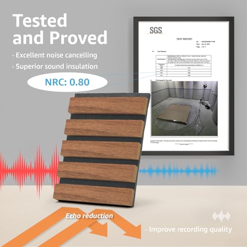 Art3d 4-Pack Fluted Acoustic Wood Slat Wall Panel, 107 x 8 Inch, Walnut - color: Walnut, size: 4pcs - 107＊8in.