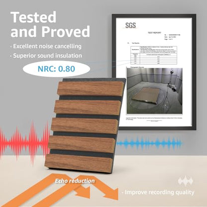 Art3d 4-Pack Fluted Acoustic Wood Slat Wall Panel, 107 x 8 Inch, Walnut - color: Walnut, size: 4pcs - 107＊8in.