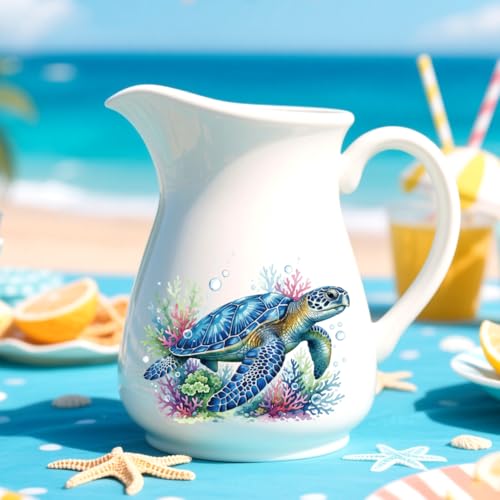 Peacoblue Sea Turtle with Coral Rub On Transfers Sticker for Craft - style: Blue Sea Turtle with Coral Flowers